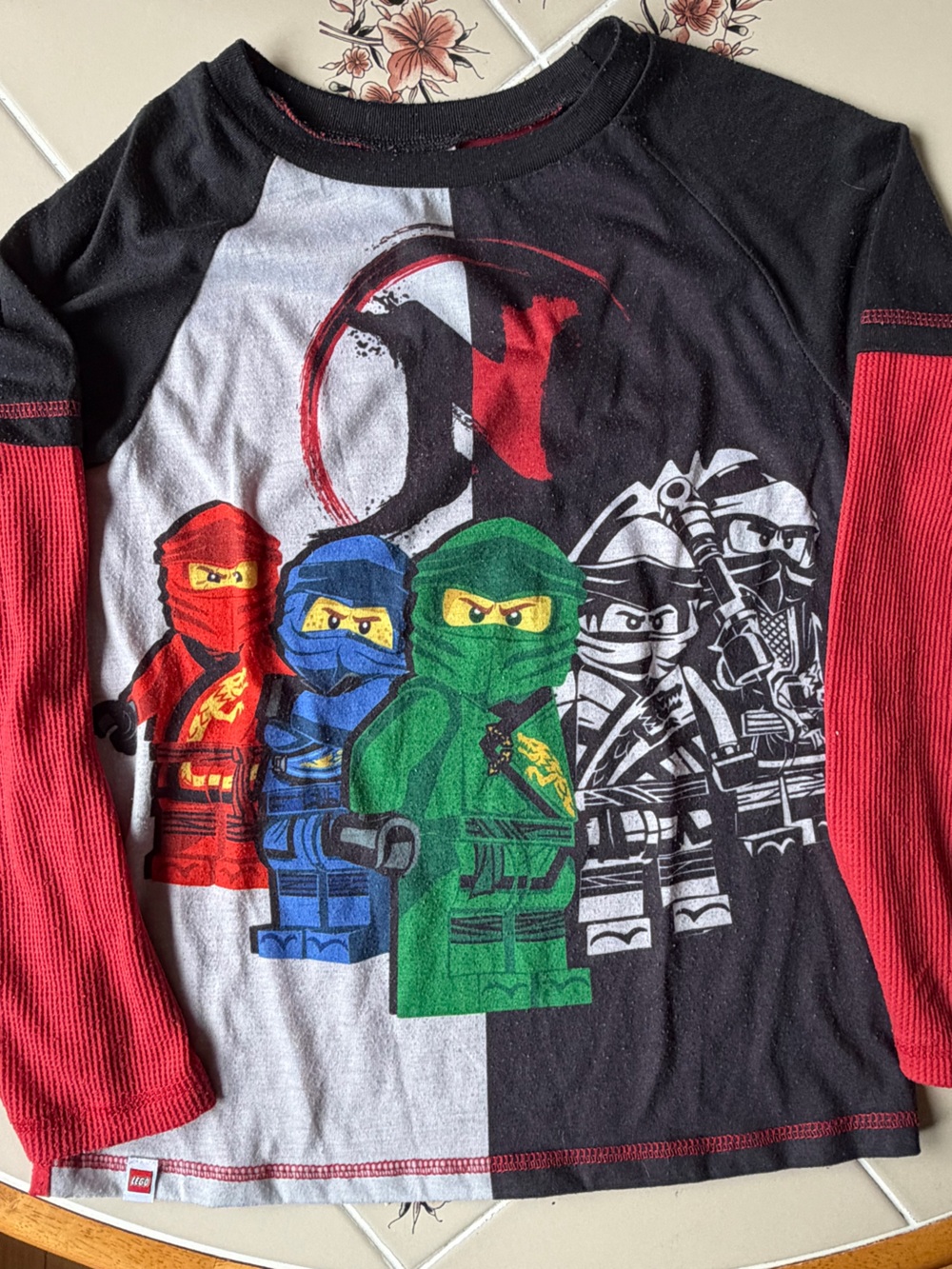 Lego Ninjago Boys Black, Red, Green & Blue Long Sleeve Pajama Top